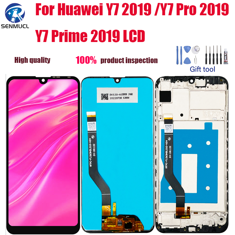 แผงหน้าจอสัมผัส LCD พร้อมกรอบ สําหรับ Huawei Y7 2019 Y7 Pro 2019 Y7 Prime 2019 DUB-LX3 DUB-LX1 DUB-LX3 DUB-LX2 DUB-AL20 DUB-AL00 DUB-TL00