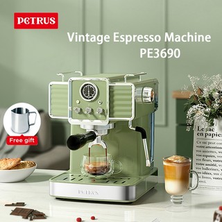 Petrus Espresso Coffee Maker Machine 1350W High Power Stainless Steel Portafilter Steam Wand PE3690