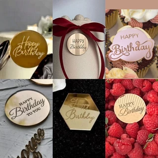 ท็อปเปอร์อะคริลิค ทรงกลม สําหรับตกแต่งเค้กวันเกิด 12 ชิ้น