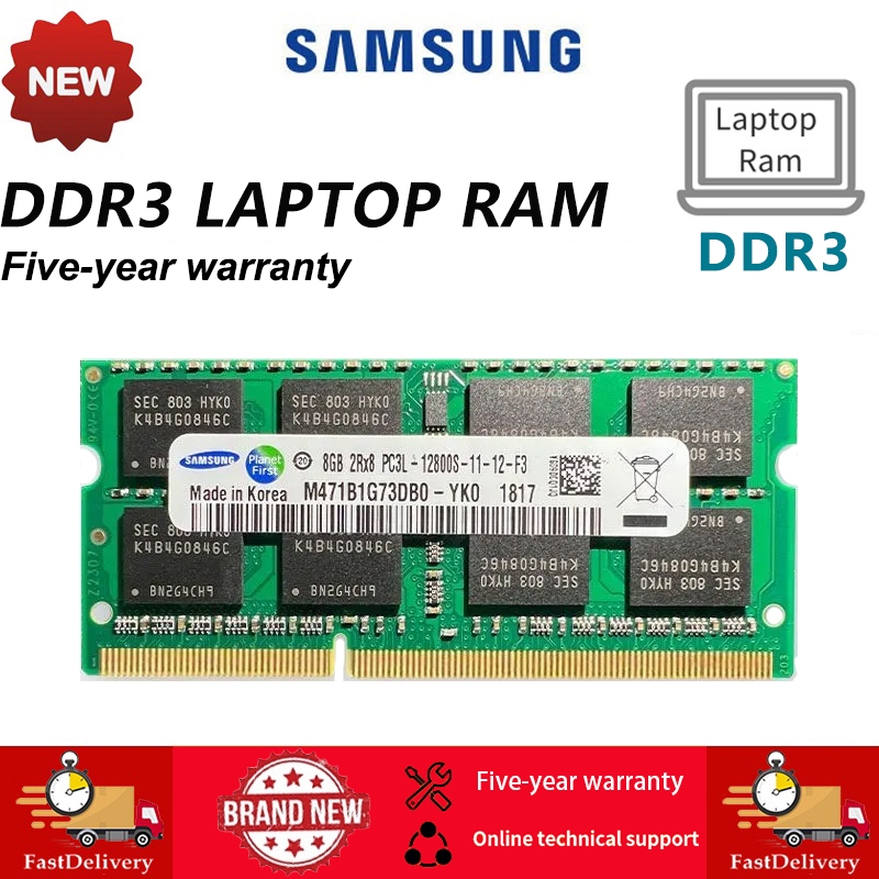 หน่วยความจําแล็ปท็อป โน้ตบุ๊ก Samsung DDR3 Ram 4GB 8GB DDR3 1066Mhz 1333Mhz 1600Mhz DDR3L 2RX8 PC3L-12800S SODIMM