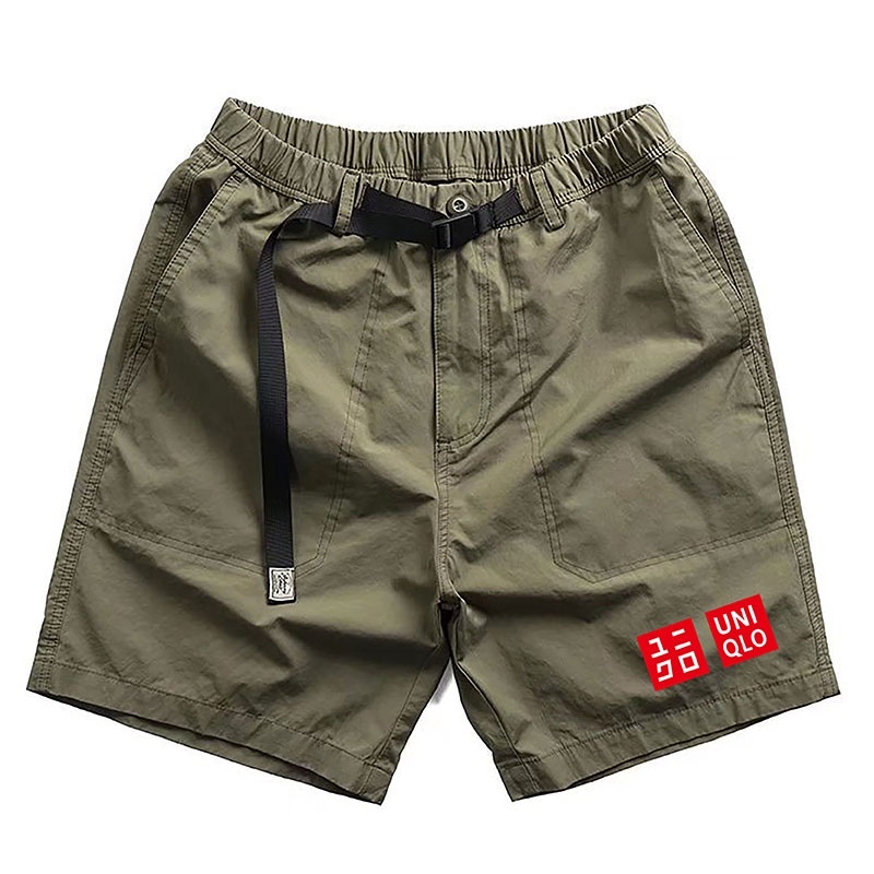 UNIQLO กางเกงขาสั้นลําลองผู้ชายพิมพ์ลายโลโก้ ยูนิโคล่