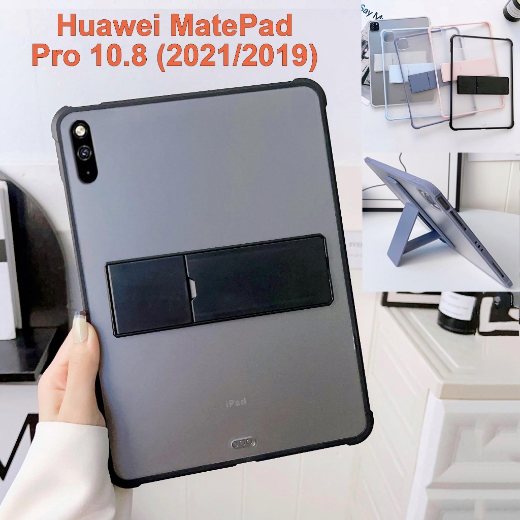 เคสแท็บเล็ต PC แข็ง แบบใส ผิวด้าน พับได้ ขอบสี สําหรับ Huawei MatePad Pro 10.8 2021 2019 10.8 นิ้ว M