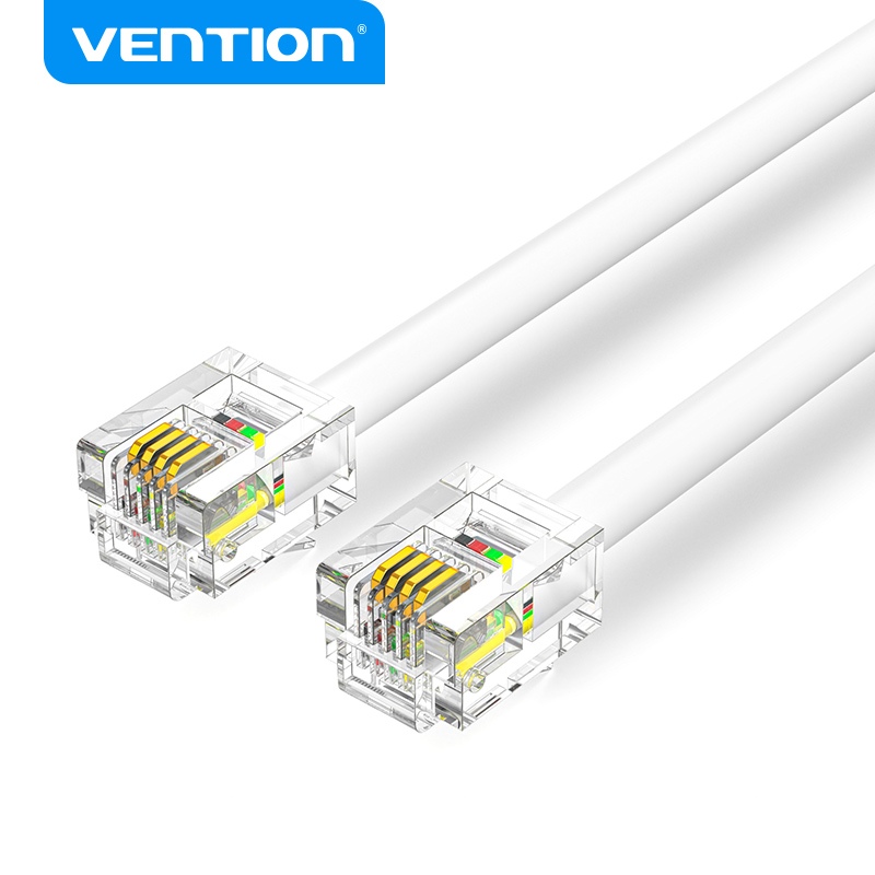 Vention สายเคเบิลแจ็คโทรศัพท์ 6P4C IQB สีขาว สําหรับโทรศัพท์ แฟกซ์ RJ11