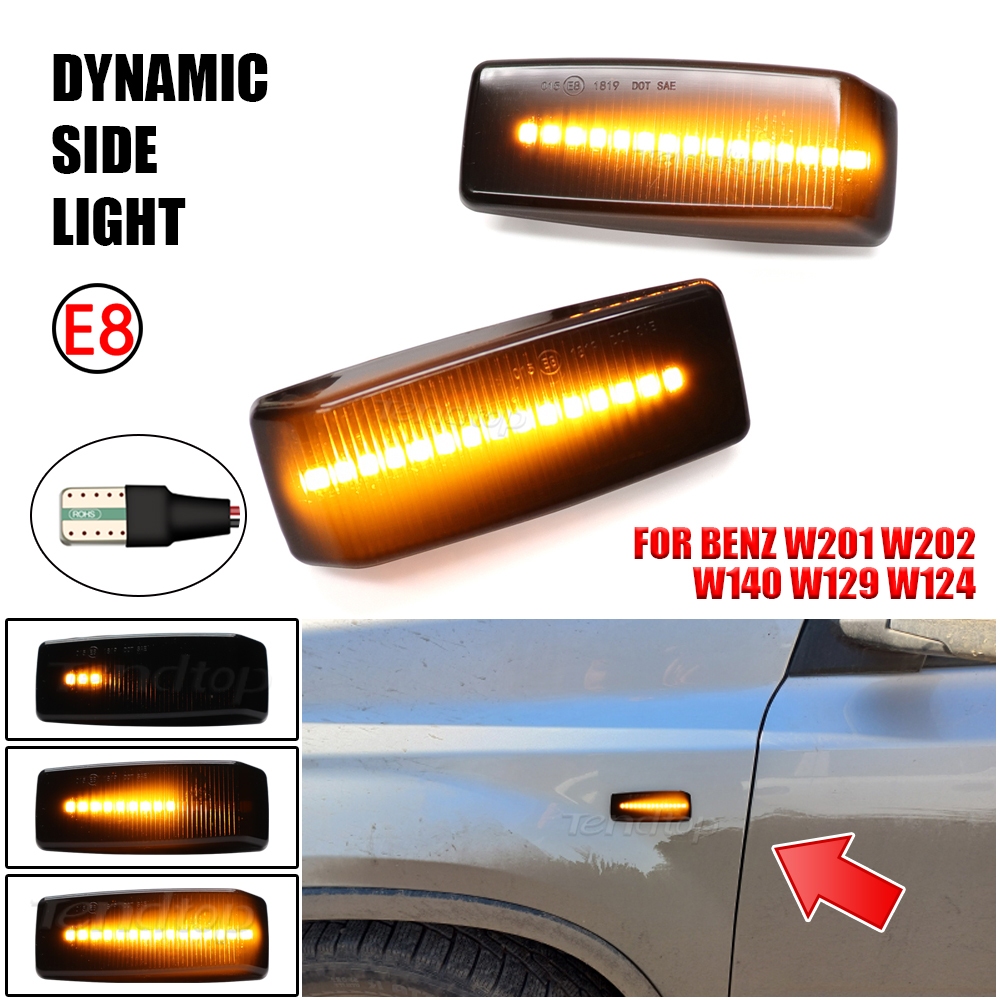 ไฟเลี้ยวไดนามิก LED ด้านข้าง สําหรับ Mercedes Benz C E S SL CLASS W201 W202 W124 W140 R129 2 ชิ้น