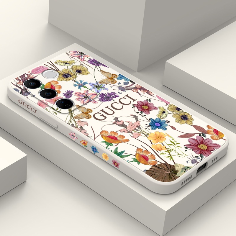 ดอกไม้หรูหราเคสโทรศัพท์สําหรับvivo V50 V40 V30 V29 V29E V27 V27E Pro 5Gซิลิโคนเหลวรอบการป้องกัน