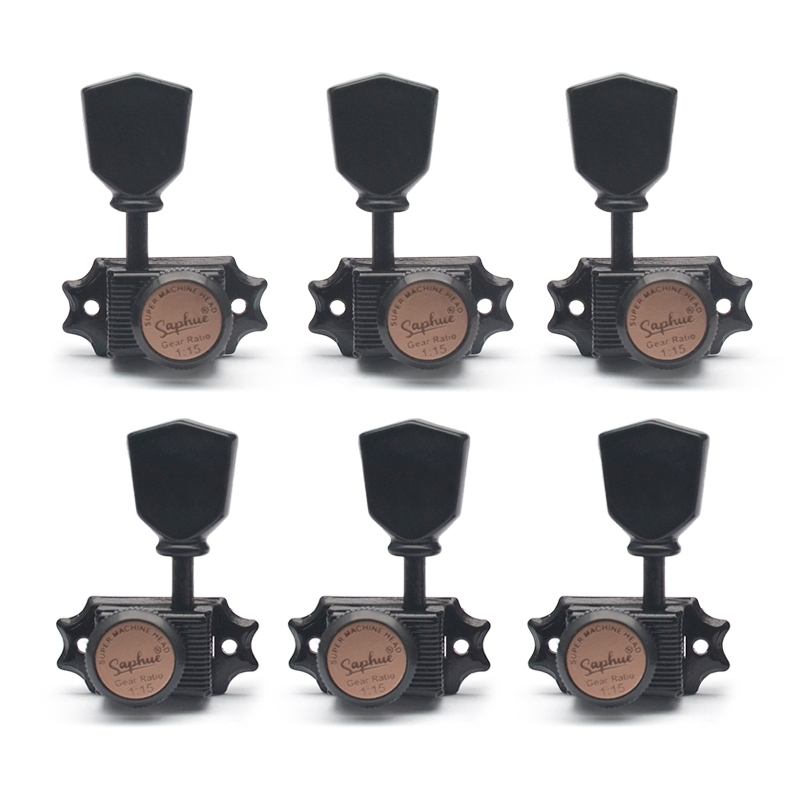 SAPHUE 3+3 หัวเครื่องกีตาร์ล็อคสไตล์วินเทจ – 1:15 Ratio Lock String Deluxe Tuning Key หมุดจูนเนอร์ชุดเปลี่ยนสําหรับกีตาร์ไฟฟ้า, อะคูสติก หรือพื้นบ้าน