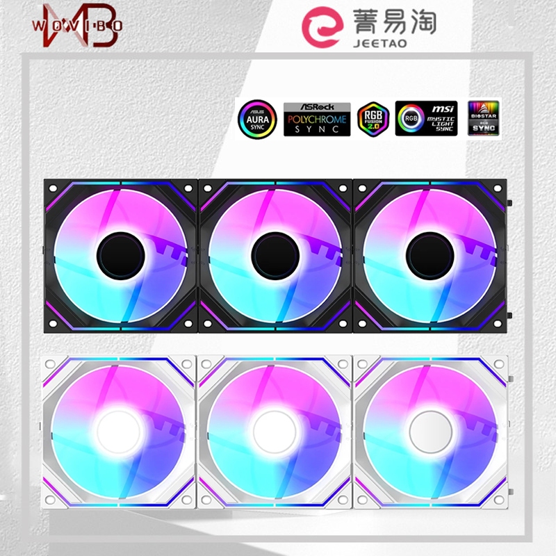 Wovibo พัดลมระบายความร้อนไร้สาย 120 มม. PWM 4PIN RGB 12 ซม. 5V ARGB Aura Sync Ventilateur พร้อมตัวควบคุม สําหรับคอมพิวเตอร์ PC