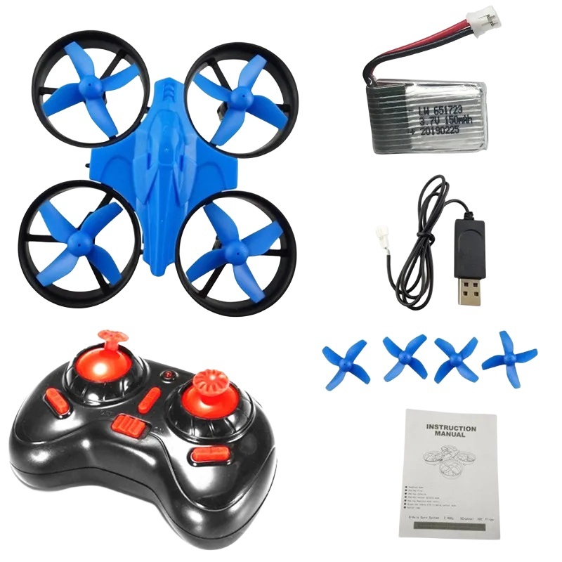 JJRC H36/Eachine E010 DIY RC Drone Kit w/4CH Gyro 4 แกน, 360° Flips & LED Ctrl - RTF Blue Quadcopter