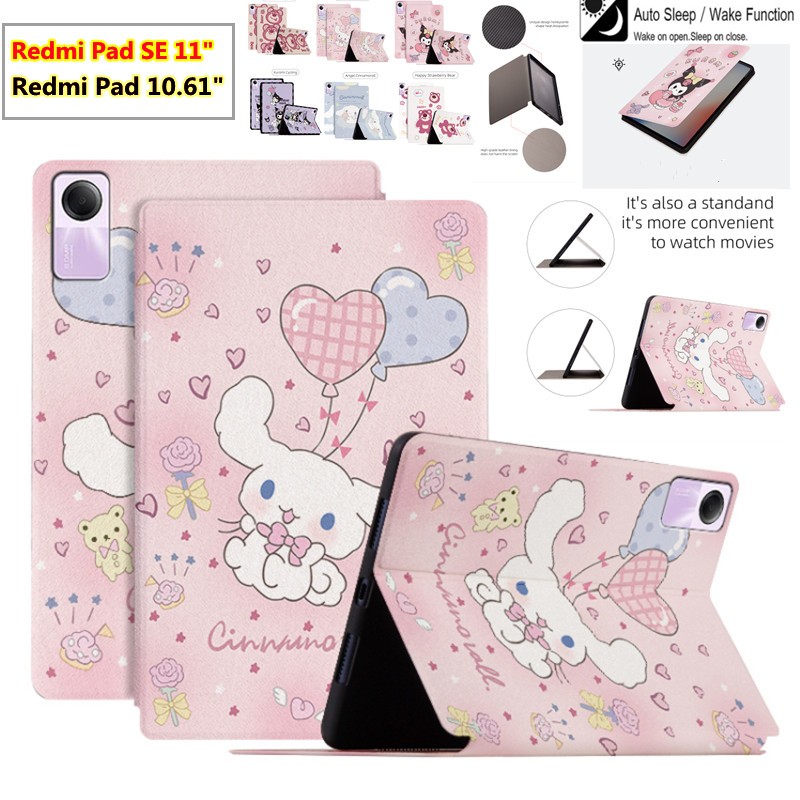Case For Xiaomi Redmi Pad SE 11inch 2023 Redmi Pad 10.61inch 2022 Tablet Leather Case Fabric material Bracket Cute Pattern Case Sweat Proof Non-Slip Leather Stand Flip