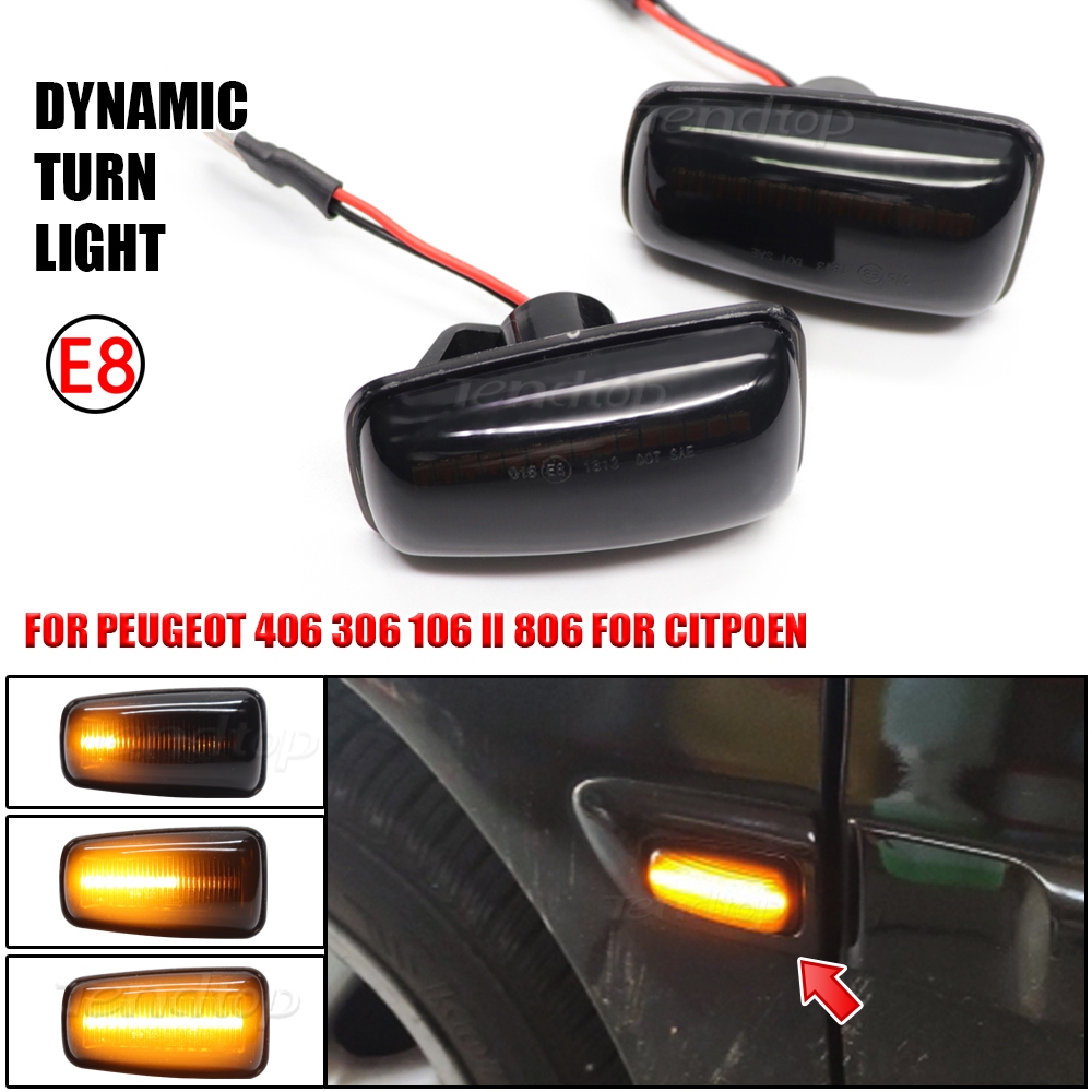 2 ชิ้น LED แบบไดนามิกไฟเลี้ยวด้านข้างสําหรับ Peugeot 306 106 406 806 Citroen XM ZX Break Xsara Xanti