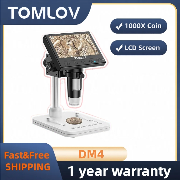 [Local stock]Edm4 1000X ข้อผิดพลาดกล้องจุลทรรศน์เหรียญ 4.3 นิ้วหน้าจอ LCD กล้องจุลทรรศน์ดิจิตอล USB 
