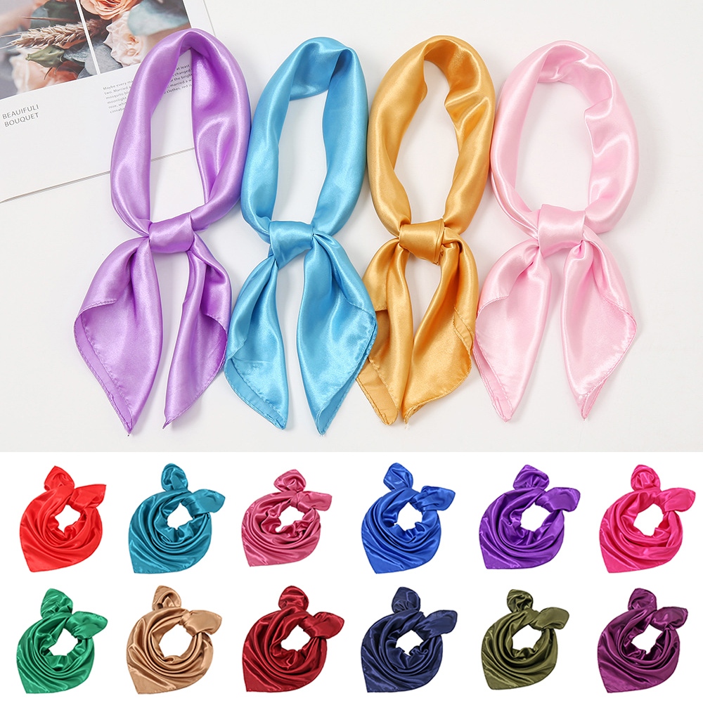 ผ้าพันคอ ผ้าเรยอน แบบนิ่ม ทรงสี่เหลี่ยม ขนาด 60 ซม. สีแคนดี้ จํานวน 1 ชิ้น