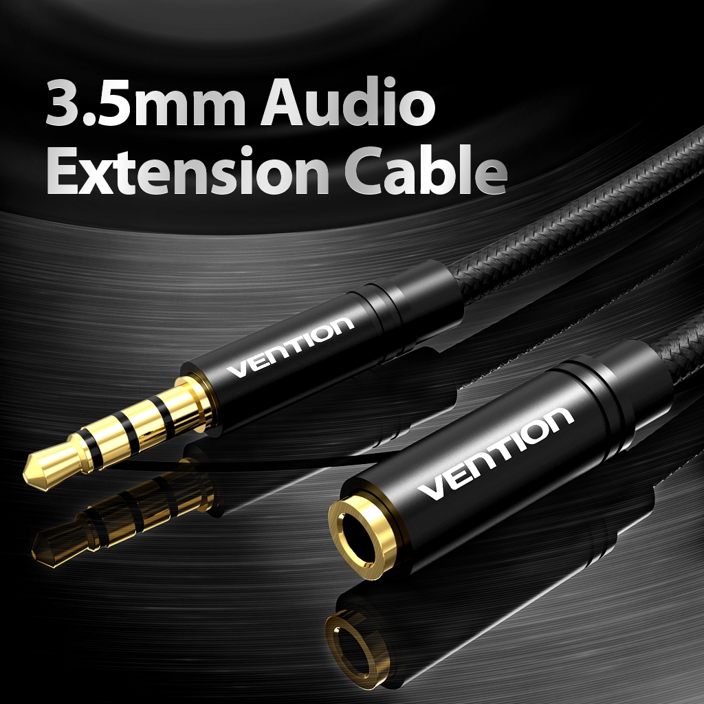 Vention สายต่อขยายเสียง แจ็ค Aux ตัวผู้ เป็นตัวเมีย รองรับไมค์ หูฟัง 3.5 มม.