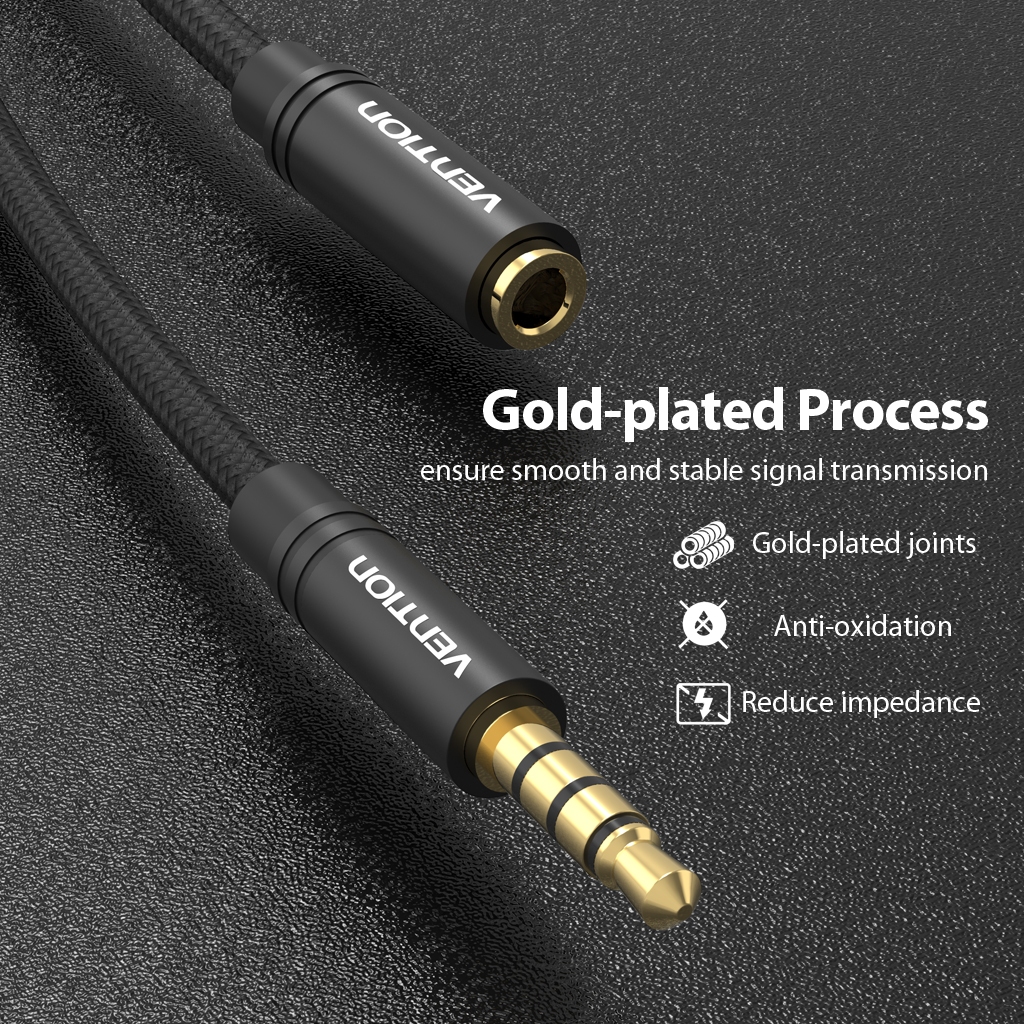 Vention สายต่อขยายเสียง แจ็ค Aux ตัวผู้ เป็นตัวเมีย รองรับไมค์ หูฟัง 3.5 มม.