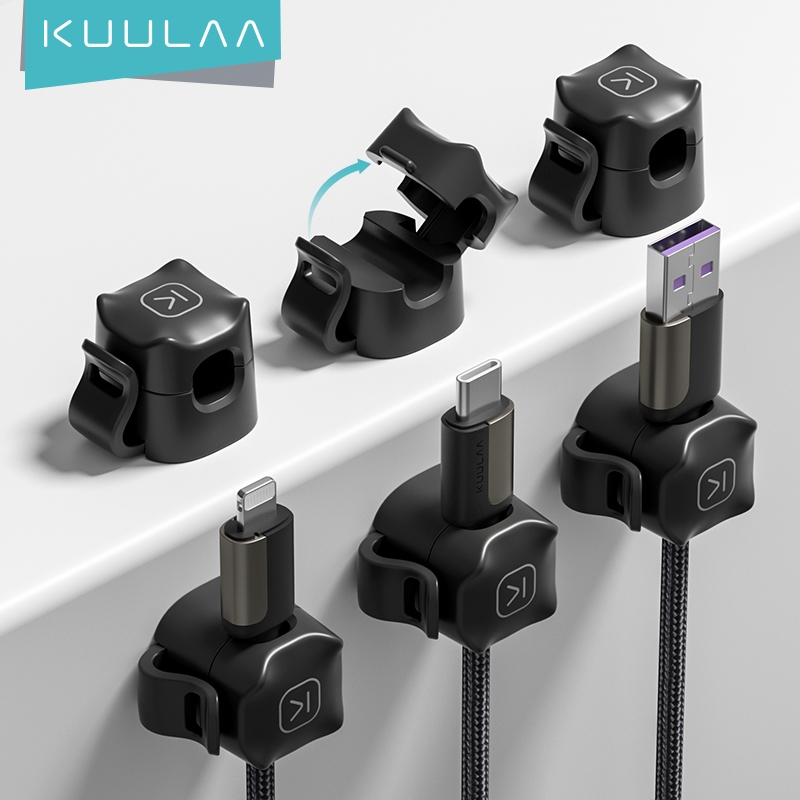 Kuulaa คลิปจัดเก็บสายเคเบิ้ล ขนาดเล็ก ใช้ซ้ําได้ สีมาการอง น่ารัก