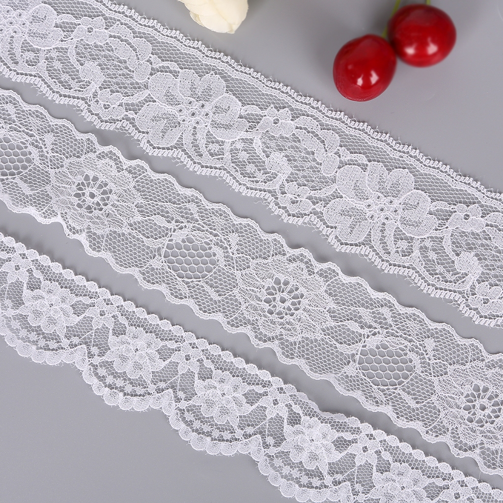 ริบบิ้นผ้าลูกไม้ สีขาว กว้าง 13-165 มม. 10 หลา สําหรับตกแต่งเสื้อผ้า งานแต่งงาน DIY