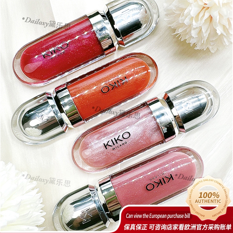 Kiko MILANO 3D HYDRA Lipgloss Lip glaze ให้ความชุ่มชื้นแก่ริมฝีปากสร้างริมฝีปากอวบอิ่มสามมิติ #01#04
