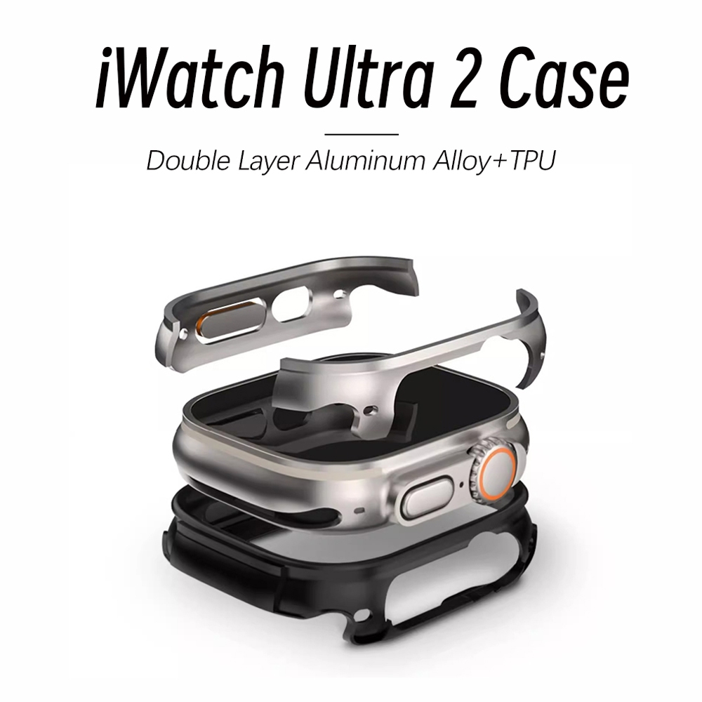 เคสอลูมิเนียมอัลลอยด์ พร้อมเคส TPU สําหรับ iWatch Ultra 2 49 มม. 45 มม. 44 มม. และกรอบกันชนโลหะ อลูมิเนียม สําหรับ iWatch Series 9 8 7 6 5 4 SE2