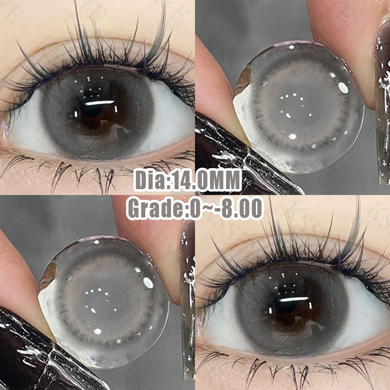 KSSEYE 2 pcs/1 คู่คอนแทคเลนส์เกรดเลนส์ทุกวัน 14.0 มม.สีเทาธรรมชาติสบายเกาหลี Idol คอนแทคเลนส์ตาแต่งห