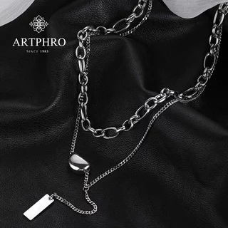 Artphro สร้อยคอสองชั้น สําหรับผู้ชายและผู้หญิง