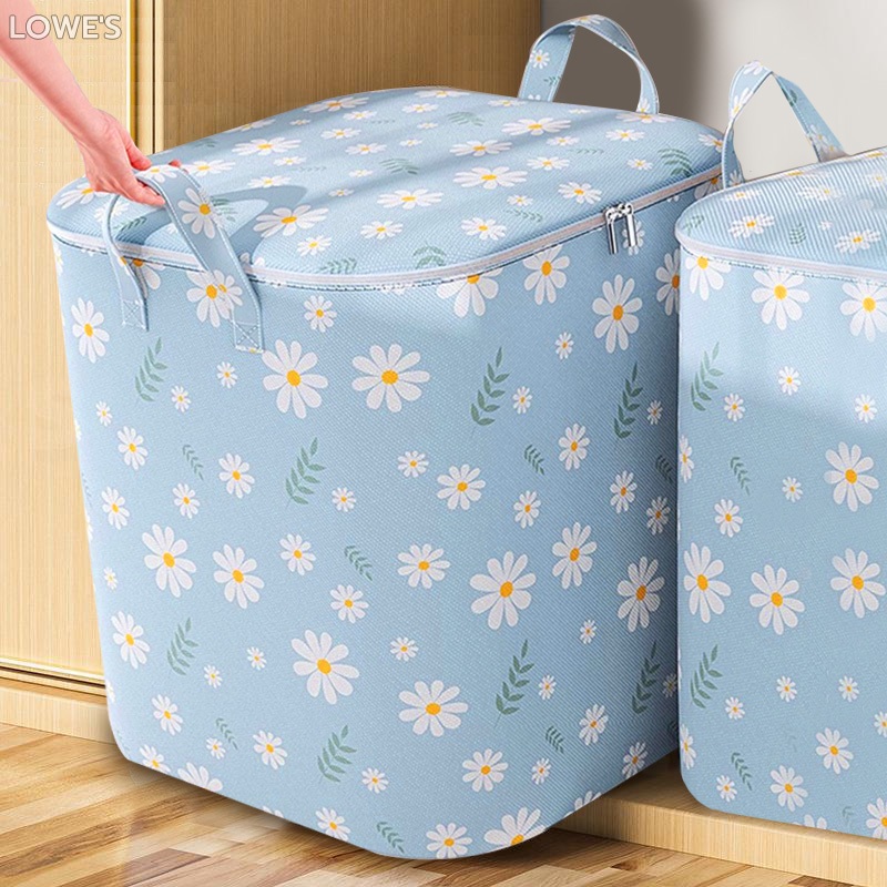 Lowe's กล่องเก็บเสื้อผ้า มีซิป ไม่ทอ แบบพกพา พับได้ พร้อมที่จับ ทนทาน กันน้ำ (240 ลิตร)