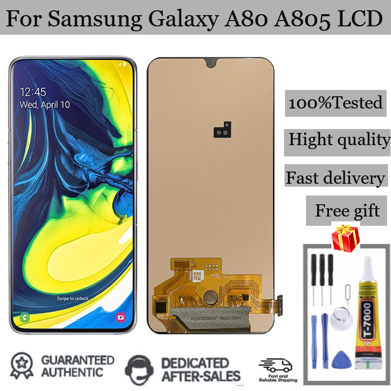 อะไหล่หน้าจอสัมผัส LCD แบบเปลี่ยน สําหรับ SAMSUNG Galaxy A80 A805