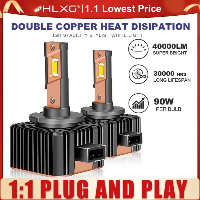 ไฟหน้ารถ LED D2S D2R D4S D4R ไฟรถยนต์ led D1S D1R D3S D3R D5S D8S ไฟหน้า 40000LM 90W 70W 1: 1 6000K 12V แสงสีขาว ไฟตัดหมอกเ สียบและเล่น