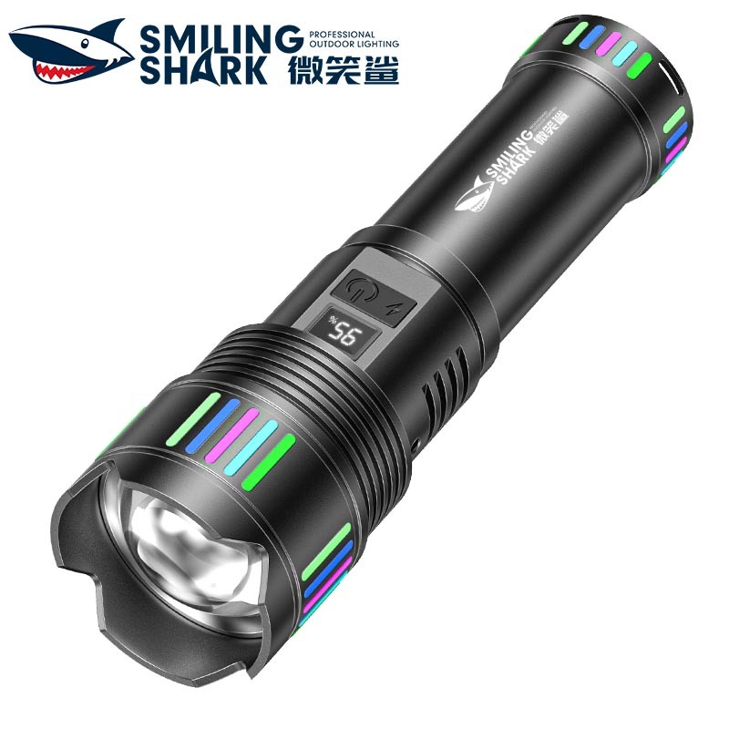 Smilingshark SD5980 ไฟฉาย led ไฟฉายถือ 10000lumens สว่างมาก ซูมได้ Type-C 5 โหมด พร้อมไฟเรืองแสง หลากสี กันน้ํา สําหรับตั้งแคมป์ เดินป่า ทํางาน
