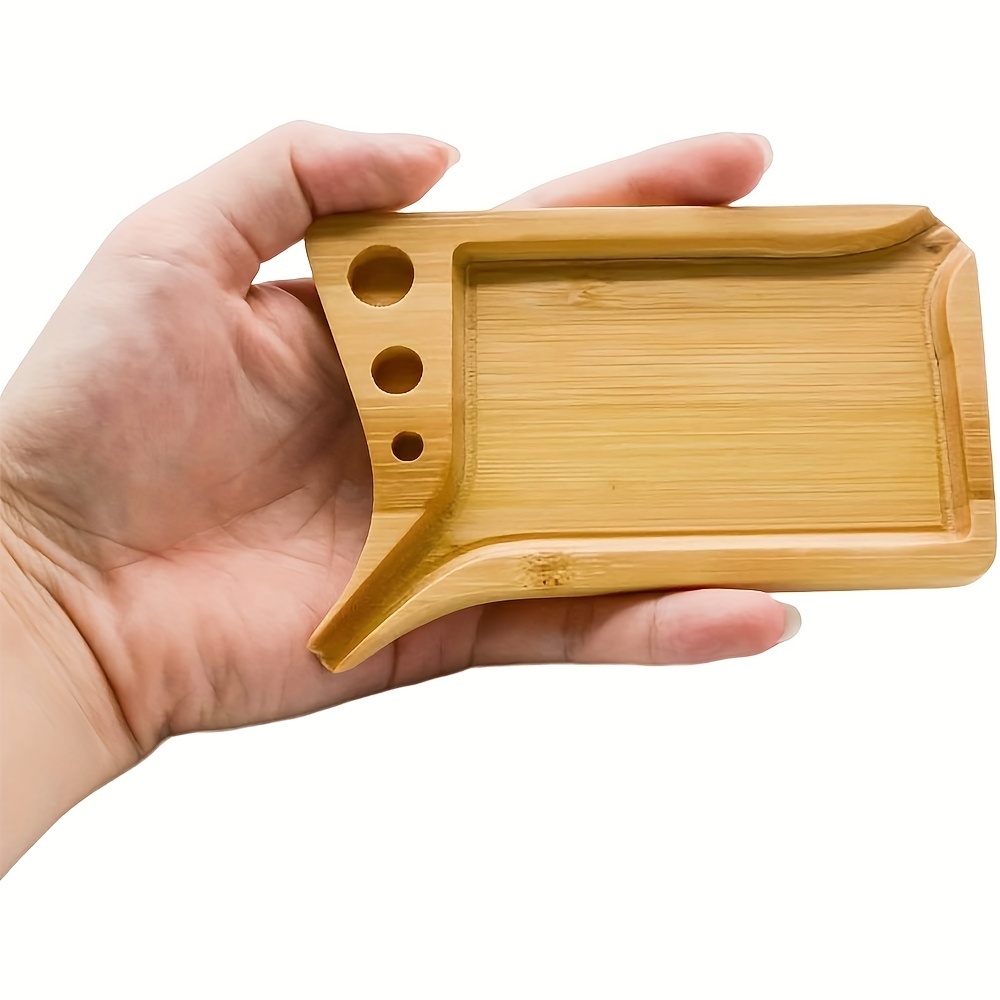 Mini Bamboo Wood Rolling Tray ถาดไม้ไผ่ธรรมชาติ ขนาดเล็ก แบบพกพา พร้อมที่วางกรวย อเนกประสงค์