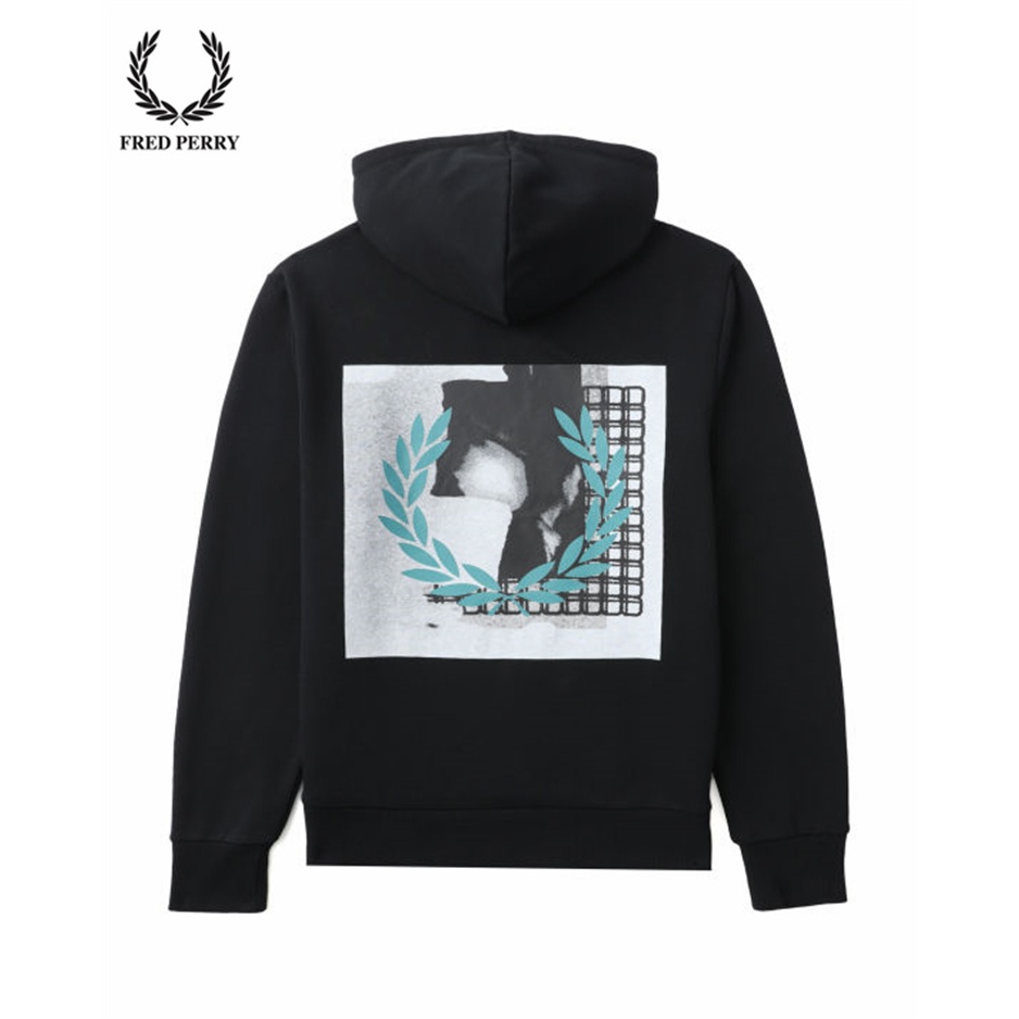 Fred PERRY เสื้อกันหนาวมีฮู้ดพิมพ์ลายหูข้าวสาลีแฟชั่นเยาวชนสําหรับผู้ชาย 6646L