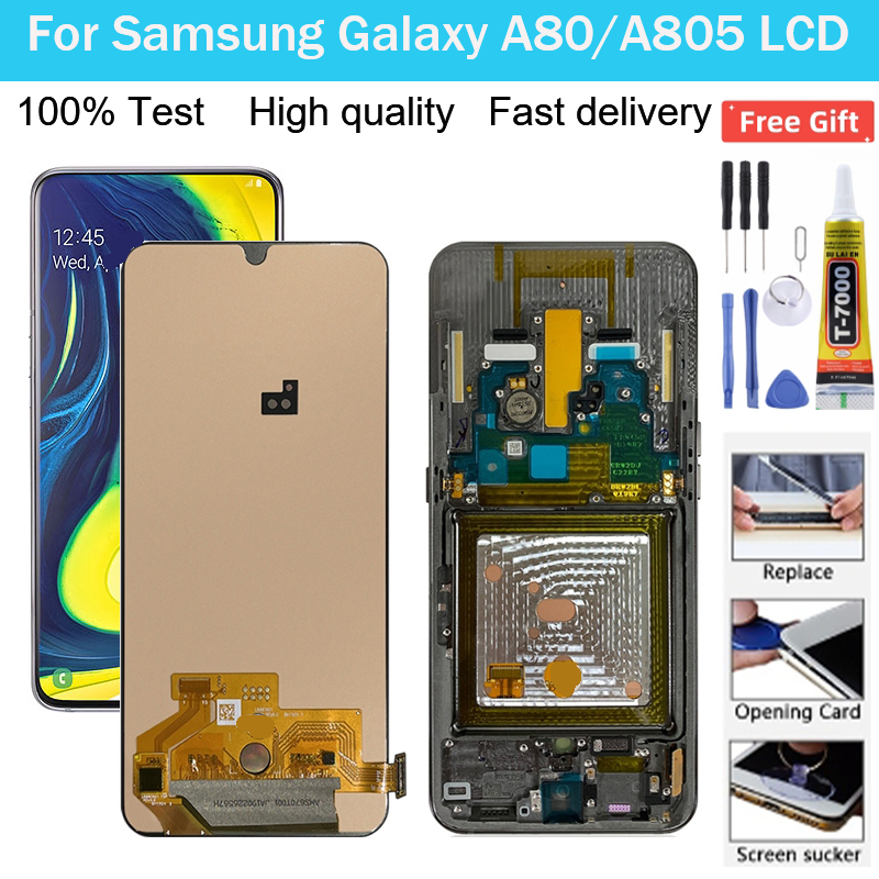 อะไหล่หน้าจอสัมผัส LCD แบบเปลี่ยน สําหรับ SAMSUNG Galaxy A80 A805