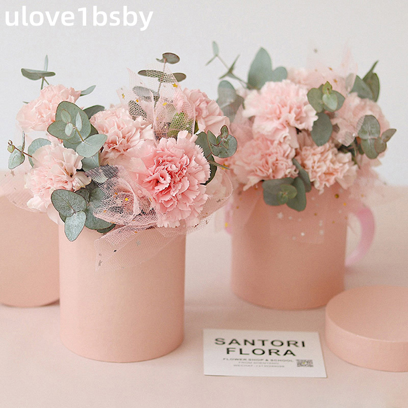 Ulove1bsby กล่องกระดาษใส่ของขวัญ ทรงกลม ลายดอกไม้ 1 ชิ้น