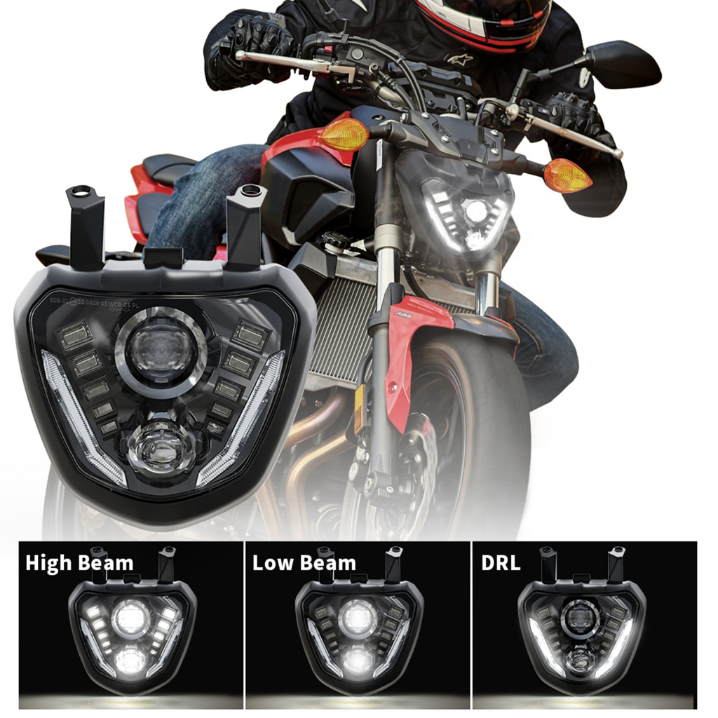 Emark กันน้ํารถจักรยานยนต์ LED ไฟหน้าไฟหน้าสําหรับ Yamaha MT07 MT 07 MT-07 FZ 07 FZ-07 2014 2015 201