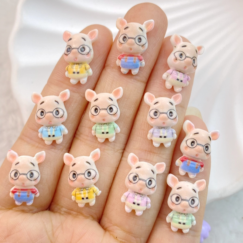 ตาหมูเรซิ่น ลายการ์ตูนน่ารัก สําหรับตกแต่งเล็บ DIY 20 ชิ้น
