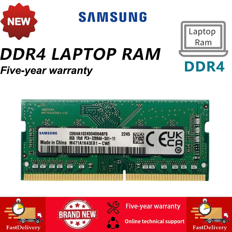 หน่วยความจําแล็ปท็อป โน้ตบุ๊ก Samsung DDR4 4GB 8GB 16GB DDR4 2133Mhz 2400Mhz 2666Mhz 3200Mhz SODIMM 