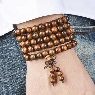 สร้อยข้อมือลูกปัดไม้จันทน์ 6 มม. 8 มม. สไตล์วินเทจ เครื่องประดับคู่รัก