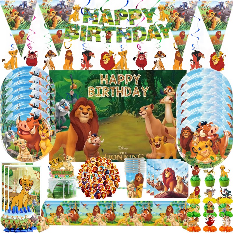 Lion King Simba ผ้าปูโต๊ะอาหาร แบบใช้แล้วทิ้ง สําหรับตกแต่งปาร์ตี้วันเกิดเด็ก