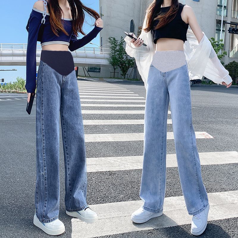 [Jeans] กางเกงยีนขากว้าง ลําลอง เข้ารูป ขนาดใหญ่ เหมาะกับใส่ด้านนอก สําหรับสตรีตั้งครรภ์