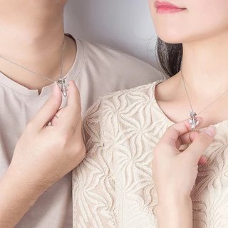 สร้อยคอคู่รูปวาฬ เงินชุบสไตล์มินิมอล คอสั้นของขวัญคู่ แฟชั่นเกาหลีใส่ทุกวัน