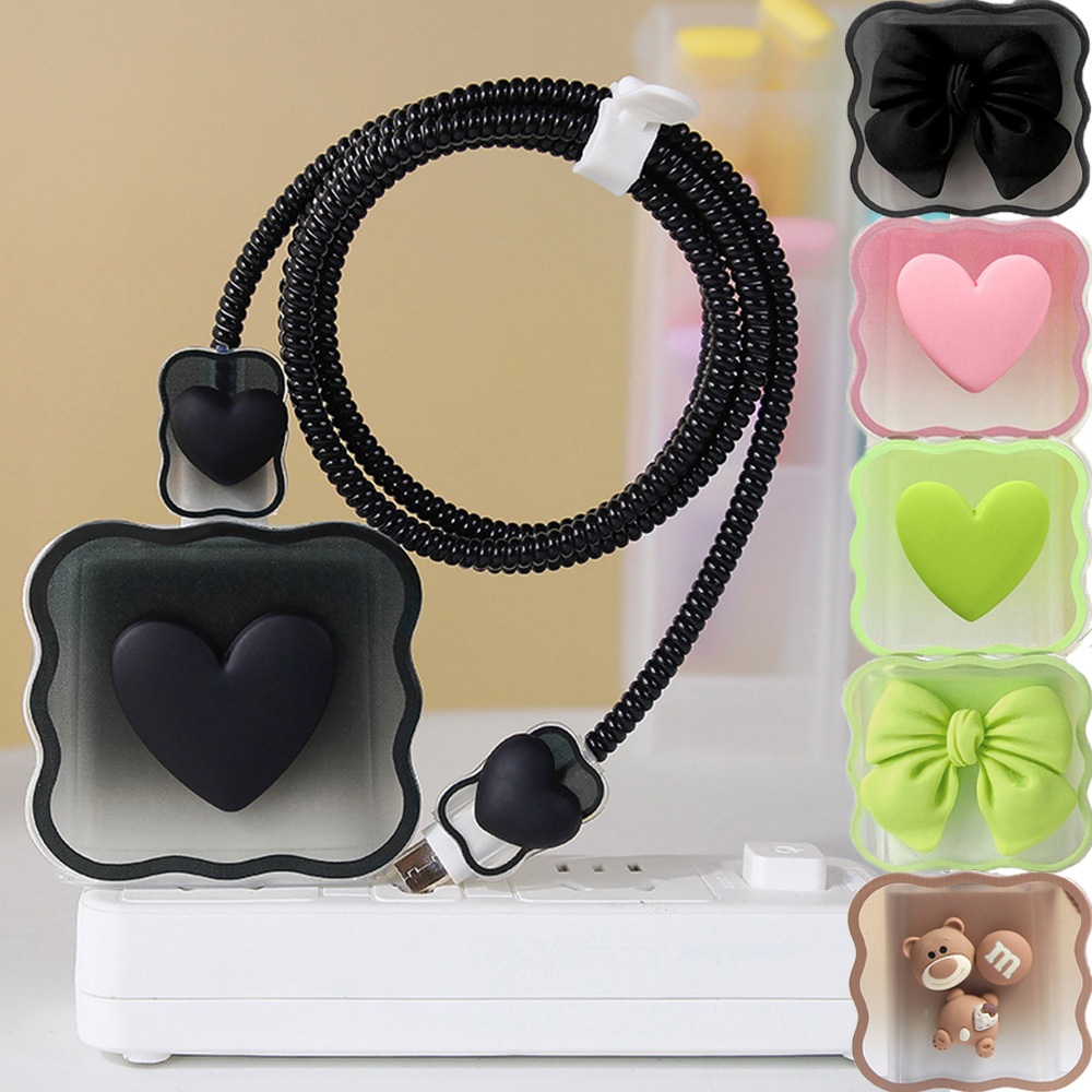สายชาร์จ iPhone ชุดฝาครอบป้องกันสำหรับหัวชาร์จเร็ว 20 วัตต์ iPhone 13 12 Pro Max ฝาครอบเครื่องชาร์จสายป้องกัน