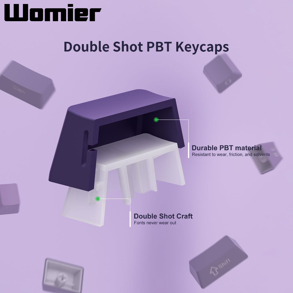 Womire ปุ่มกดคีย์บอร์ด 136 คีย์ ไล่โทนสีม่วง สําหรับคีย์บอร์ด OEM Cherry Gateron MX Switches