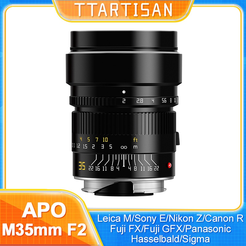 Ttartisan APO M 35mm F2 เลนส์แมนนวล พร้อมอะแดปเตอร์ สําหรับ Leica M Canon RF Nikon Z Fuji XF GFX Has