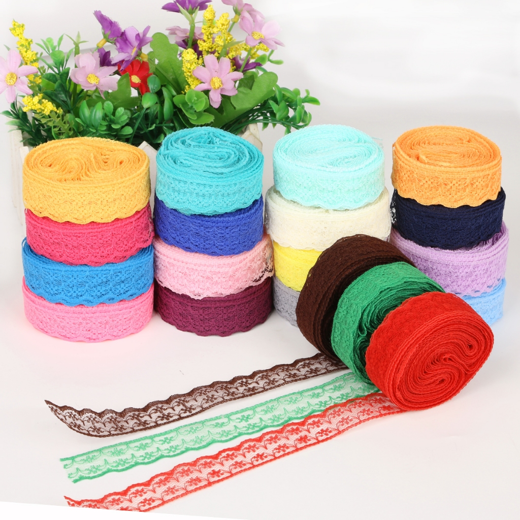 ริบบิ้นลูกไม้ กว้าง 20 มม. 10 หลา สําหรับตกแต่งเสื้อผ้า DIY