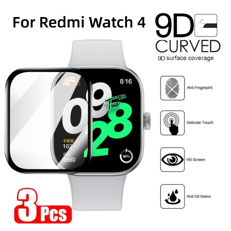 ฟิล์มกระจกโค้ง 3D สําหรับ Redmi Watch 4 สมาร์ทวอทช์ ฝาครอบเต็ม กระจกกันรอยหน้าจอ สําหรับ Redmi Watch 4 ฟิล์มไฮโดรเจล HD ใส ป้องกันหน้าจอ