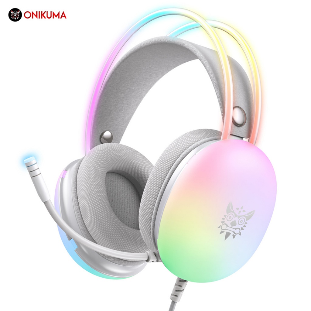 ONIKUMA X25 RGB ชุดหูฟังสําหรับเล่นเกมพร้อมไฟ RGB พร้อมหูฟัง Full Wrap Earmuffs, สําหรับคอมพิวเตอร์ 