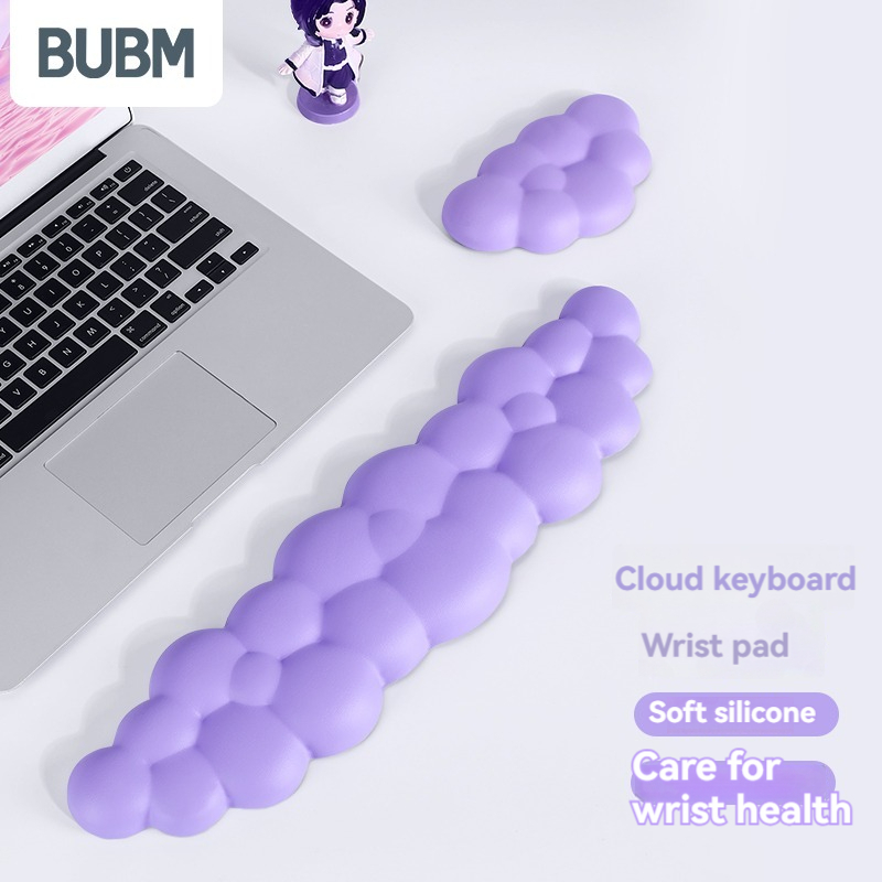 Bubm แผ่นรองข้อมือคีย์บอร์ด ลายก้อนเมฆน่ารัก 3D กันลื่น พร้อมเมมโมรี่โฟม หลากสี