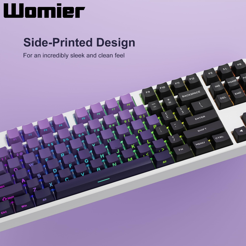Womire ปุ่มกดคีย์บอร์ด 136 คีย์ ไล่โทนสีม่วง สําหรับคีย์บอร์ด OEM Cherry Gateron MX Switches