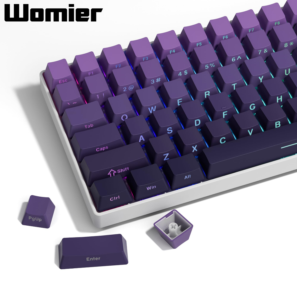 Womire ปุ่มกดคีย์บอร์ด 136 คีย์ ไล่โทนสีม่วง สําหรับคีย์บอร์ด OEM Cherry Gateron MX Switches
