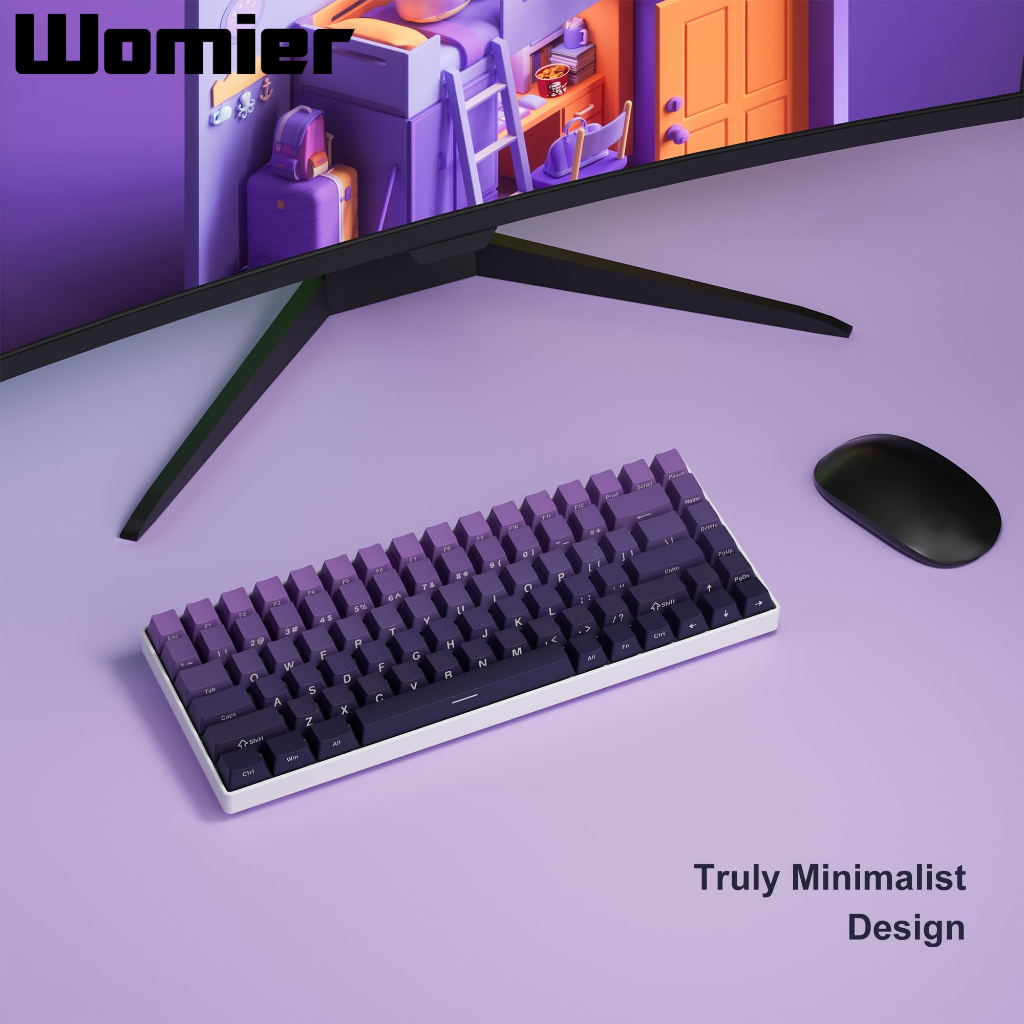 Womire ปุ่มกดคีย์บอร์ด 136 คีย์ ไล่โทนสีม่วง สําหรับคีย์บอร์ด OEM Cherry Gateron MX Switches