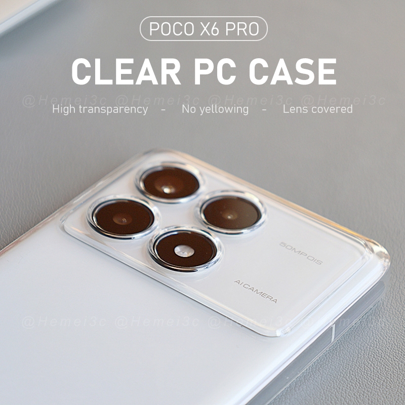 สําหรับ Xiaomi Poco X6 Pro เคสโทรศัพท์ PC แข็ง บางเฉียบ ไม่มีสีเหลือง ใส